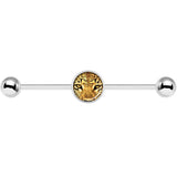 14G Full Color Leopard Eyes Industrial Barbell 37mm