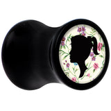 Black Acrylic Man Woman Floral Silhouette Saddle Plug Set 2G
