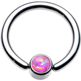 14G 3/8 Pink Faux Opal 4mm Disc BCR Captive Ring