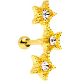 18G Clear Gem Gold Plated Star Trio Cartilage Tragus Earring