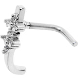 20G Clear CZ Bling Faux Hoop L Shaped Nose Ring