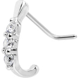 20G Clear CZ Gem Faux Hoop L Shaped Nose Ring