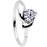 20G 3/8 Clear Gem Pronged Seamless Circular Ring