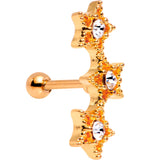 18G Clear Gem Rose Gold Plated Star Trio Cartilage Tragus Earring