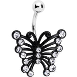 Clear Gem Brazen Black Butterfly Belly Ring