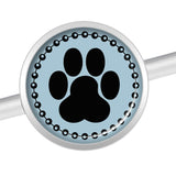 14G Black on Blue Paw Print Industrial Barbell 37mm
