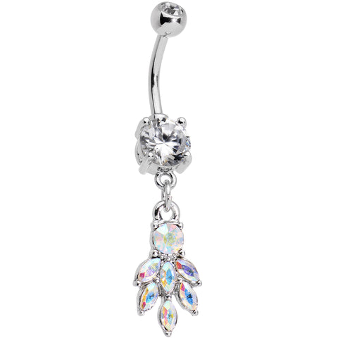 Clear Aurora Gem Mini Chandelier Dangle Belly Ring